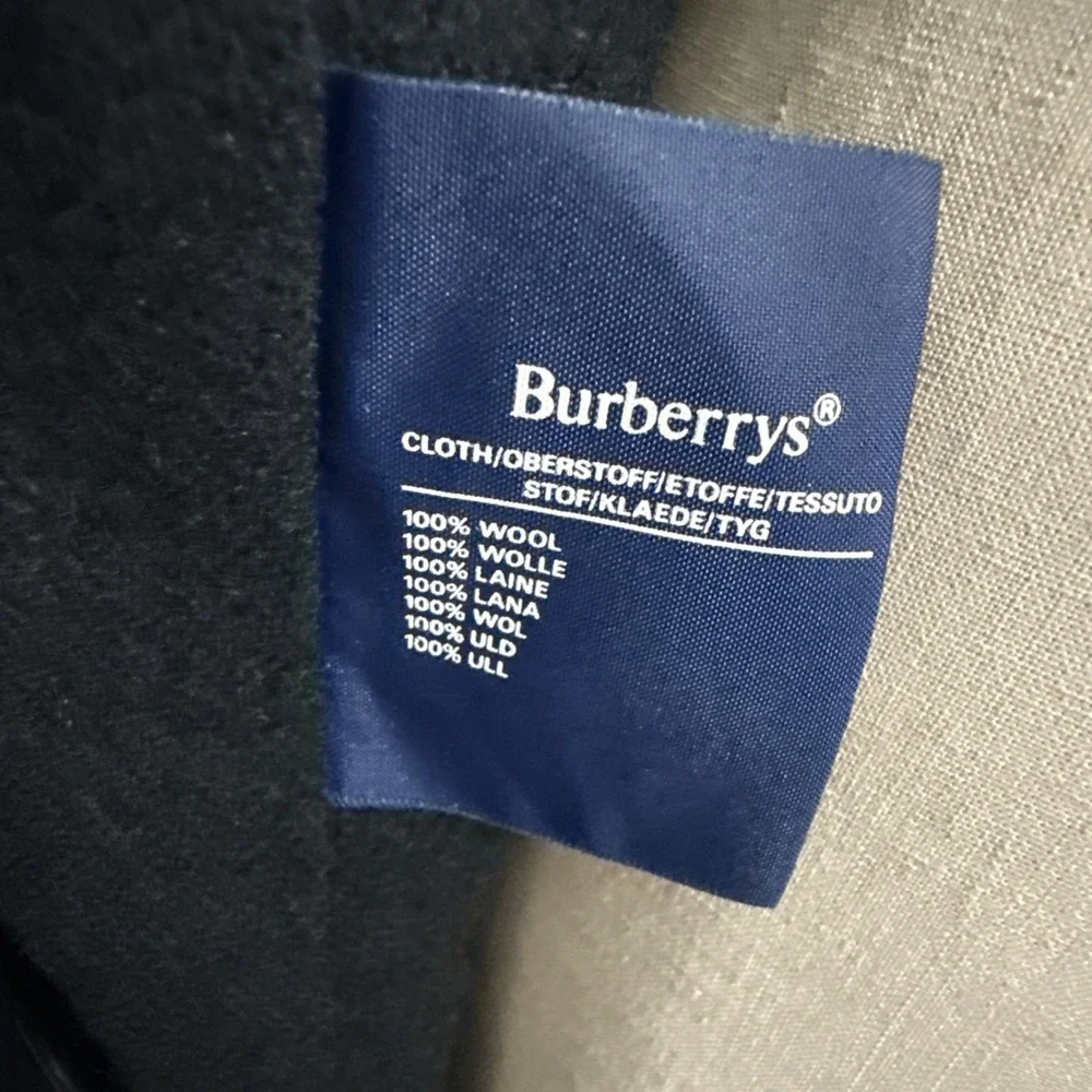 Vintage Burberrys Nova Check Belted Trench Coat Lined Black 8 Petite Wool Liner - Picture 8 of 16